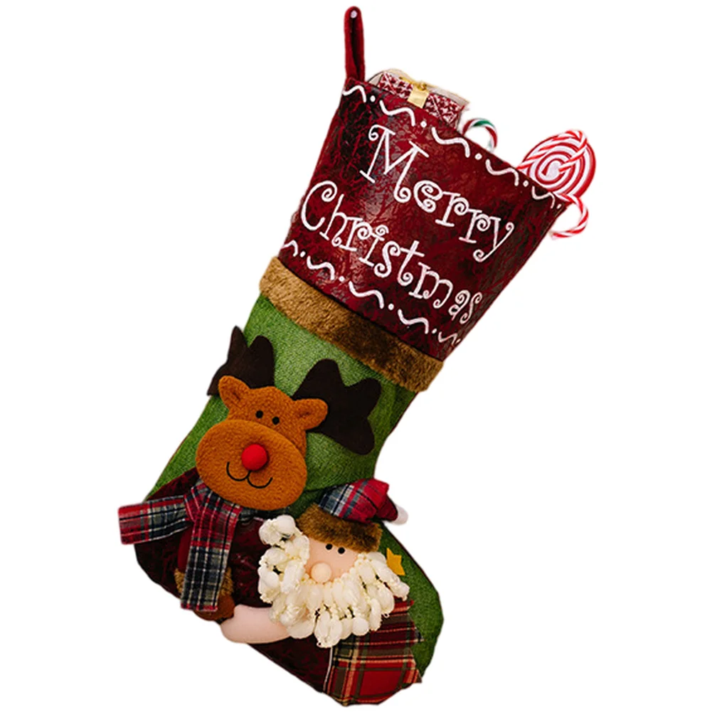 

Чулки с персонажами мультфильмов, рождественские чулки, чулки больших размеров, многоцелевое украшение в стиле оленя