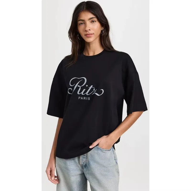 

Летние футболки с круглым вырезом, женские черно-белые футболки с графическим принтом, высокое качество, уличная одежда больших размеров, повседневная свободная одежда, летняя одежда