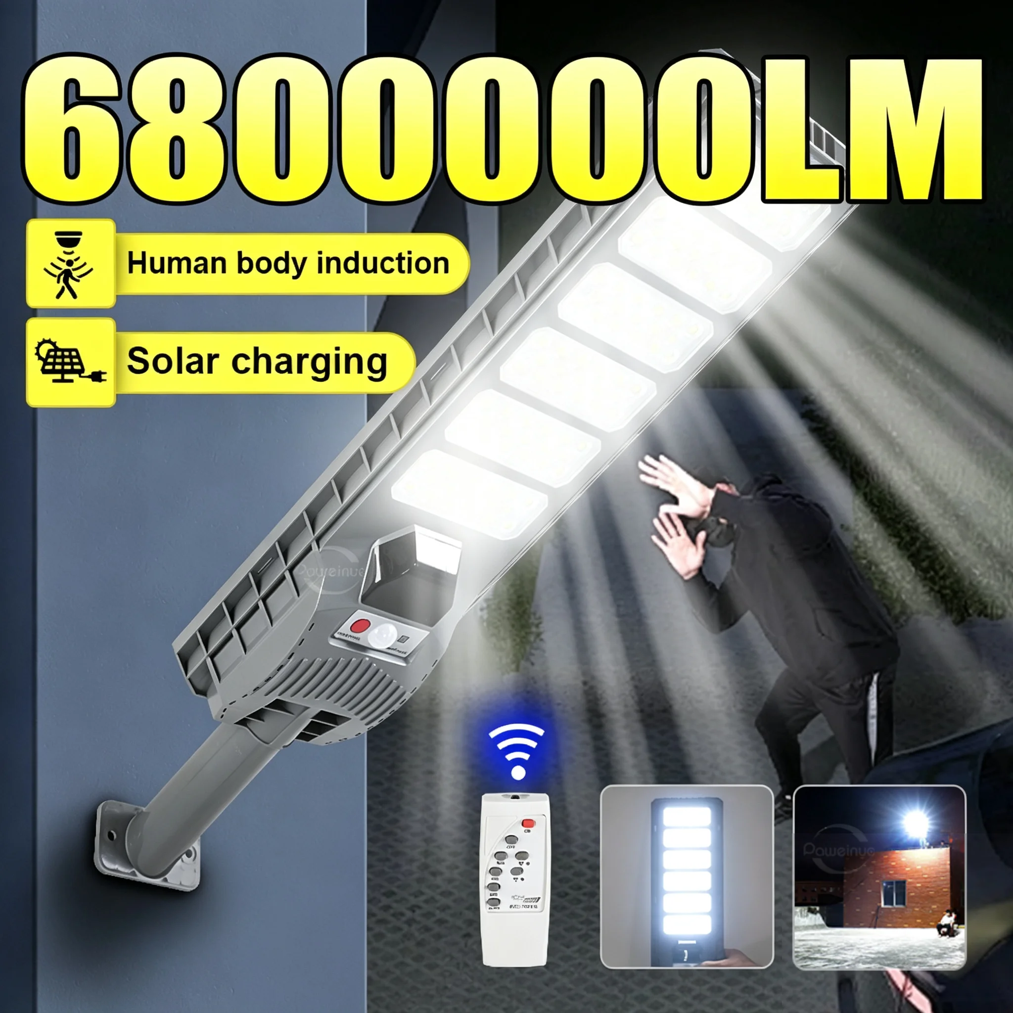 Newest 680000000LM Outdoor LED Solar Lamp Remote Control Motion Sensor Solar Light Continuous power supply Garden Street Lantern