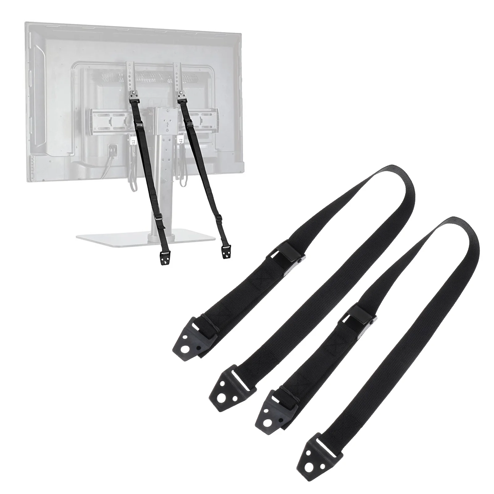 Sangle de sécurité pour écran de télévision, protection enfant, anti-pointe, degré rapide, ceinture noire, 2 pièces