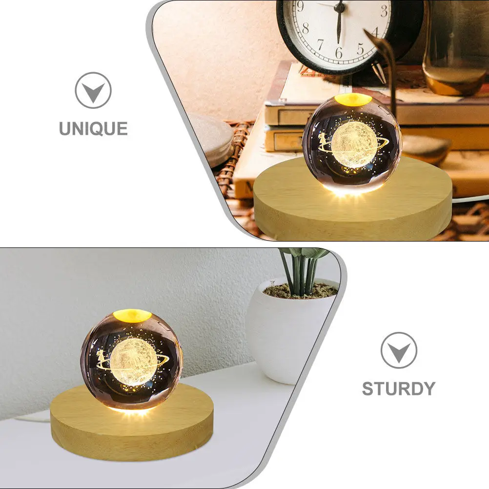 

Комплект из 2 деревянных LED-подставок для хрустальных шаров с USB-зарядкой, подставка-держатель для сфер, основание для ночника с теплым светом для домашнего декора