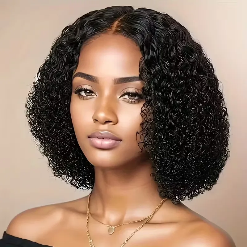 Best-selling European and American women's , middle-parted short curly African , high-temperature fiber full head wigs