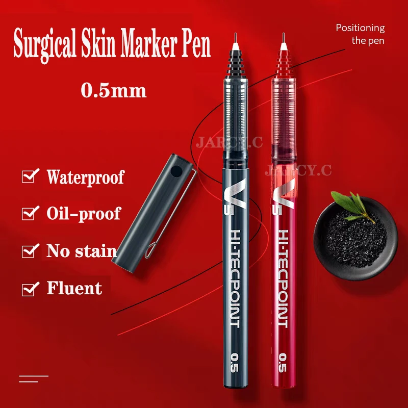 

Tattoo Skin Marker Pen Water Resistant Surgical Eyebrow Lip Tattoo Marker Measuring Tool PMU Accessories Black Red Ink Oily Pen