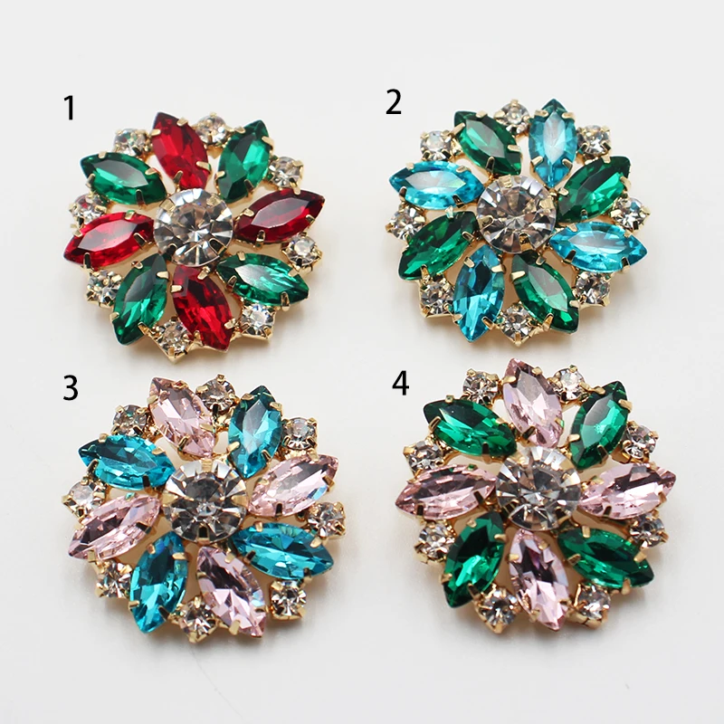 Nieuwe 5 Stuks 26 MM Delicate Knop Diamant Glas Metalen Knop DIY Vergulde Jurk Kristal Kleding Naaien Accessoires