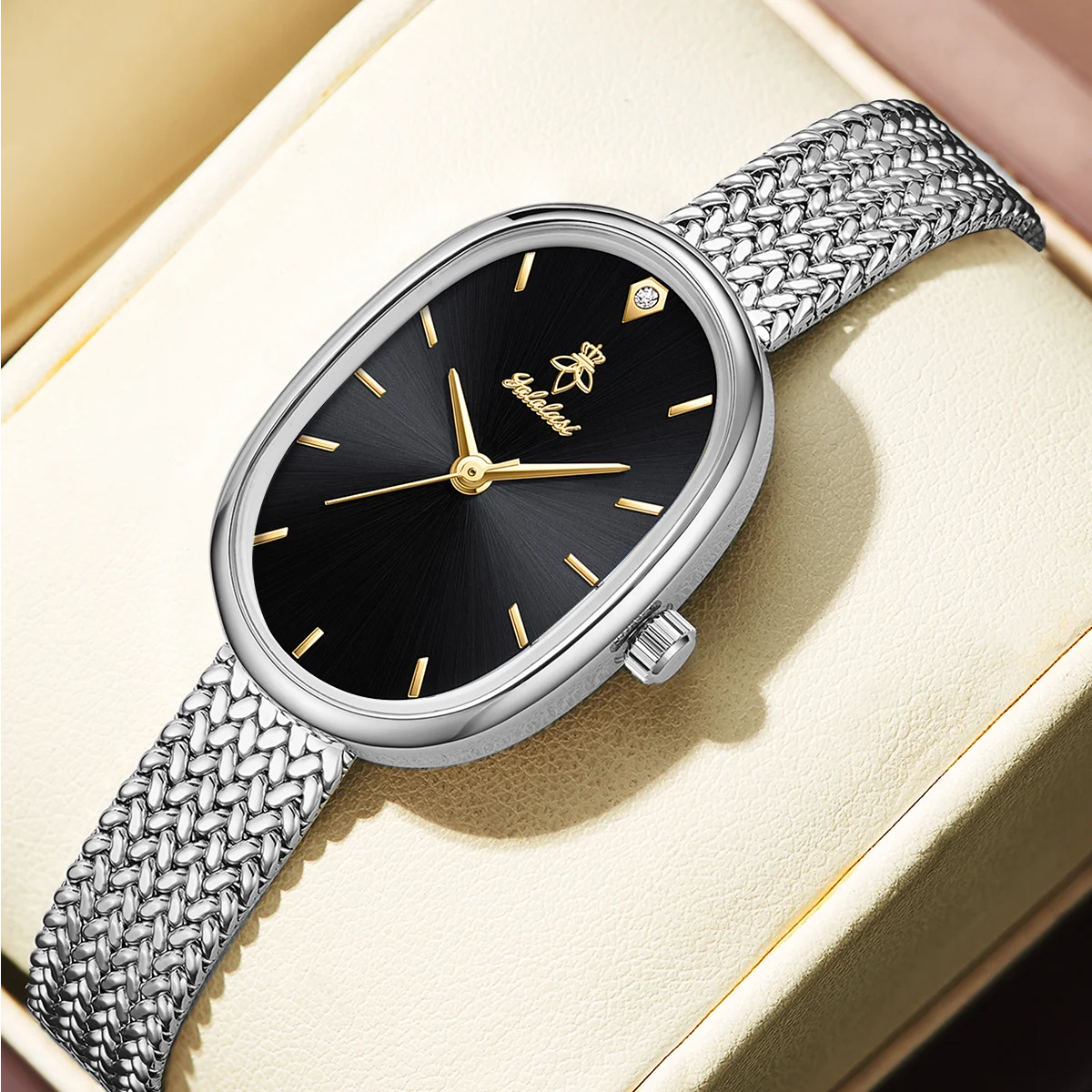 

Женские часы YaLaLuSi, модные водонепроницаемые спортивные часы с тонким металлическим плетеным ремешком, кварцевые наручные часы, подарочный набор, бесплатная доставка