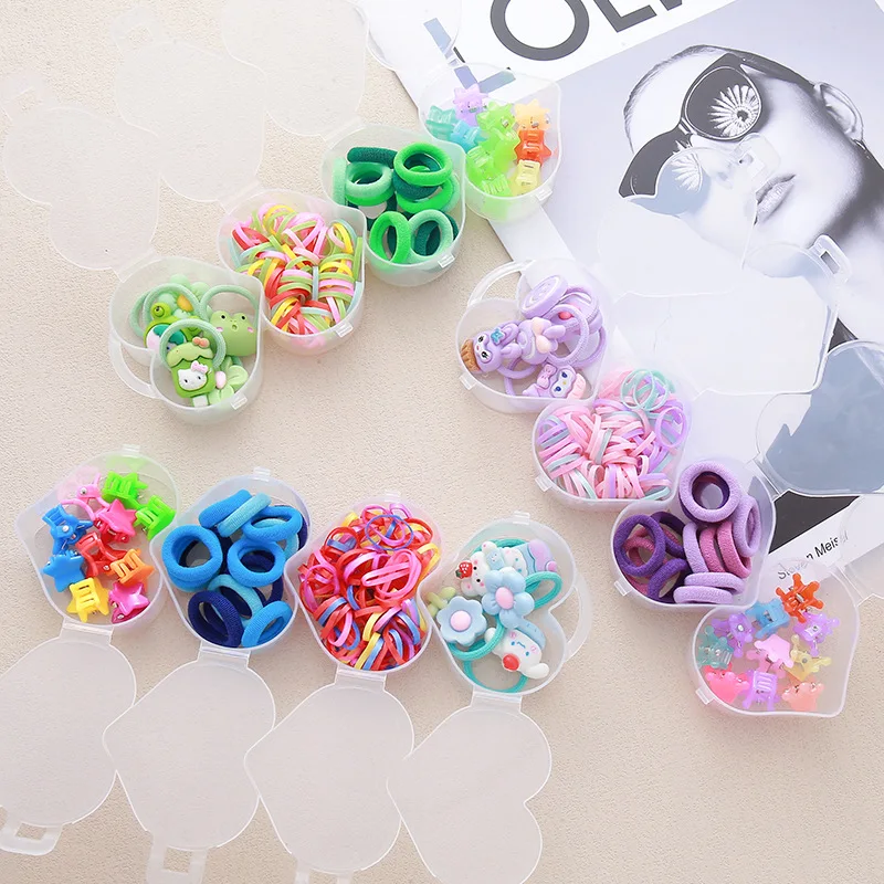 130Pcs/Bag Cute Colorful Girls Baby Heart Crown Colorful Hair Claws Hair Bands Sweet Hairpins Hair Clips Kid Hair Accessories