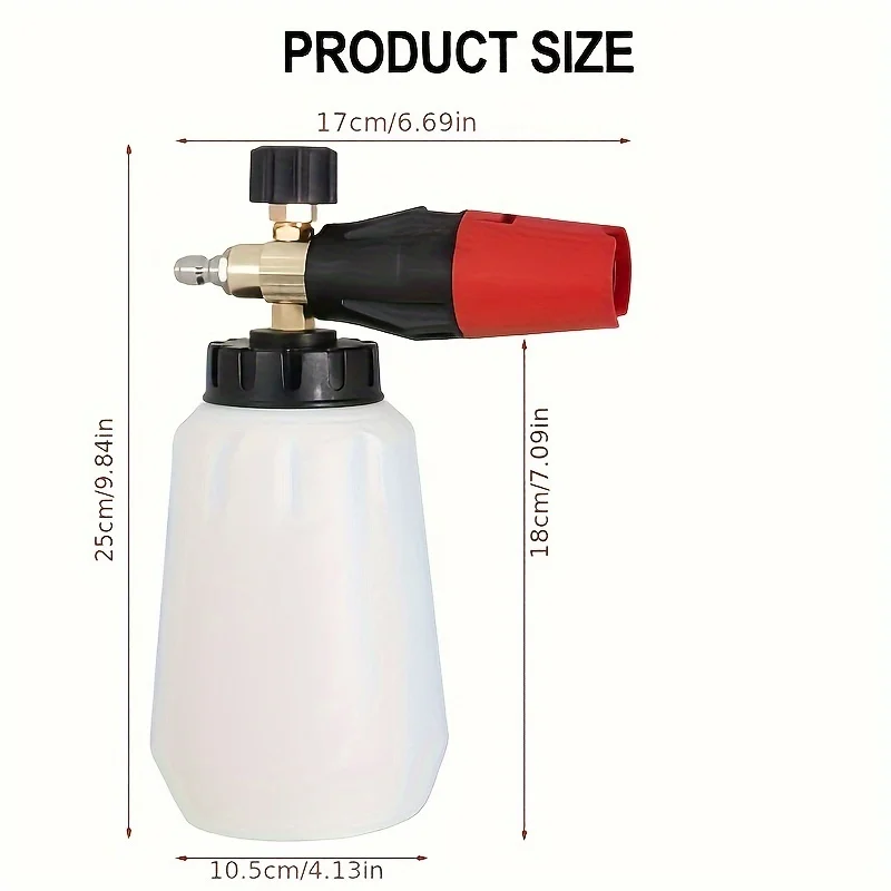High pressure snowflake foam spray gun 1L large capacity 1/4 quick connect adjustable spray angle high pressure cleaning tool