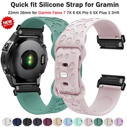 26 22mm Silicone Strap For Garmin Fenix 6X 5X 7X EPIX Gen 2 Engraved Quickfit Wristband For Fenix 6 5 7 955 965 Tactix 7 Watch