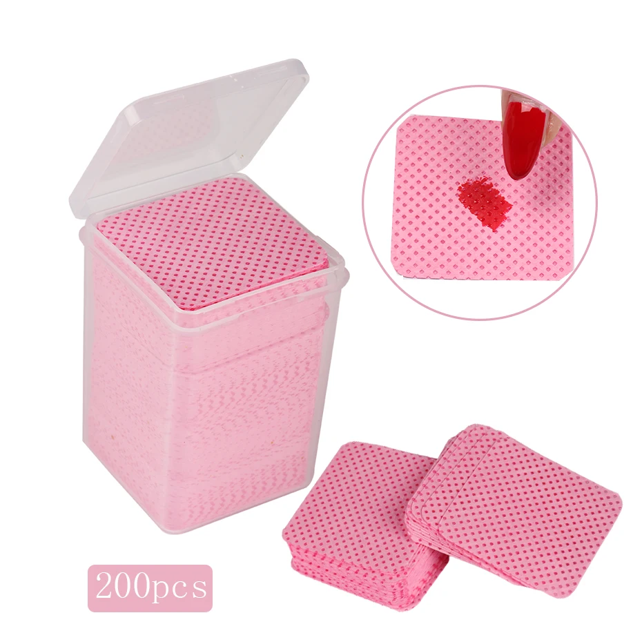 

200pcs Lint Free Cotton Pads Napkins Colorful Wipes Nail UV Polish Gel Tips Remover Wipes Cleaning Tool Nail Art Manicure Cotton