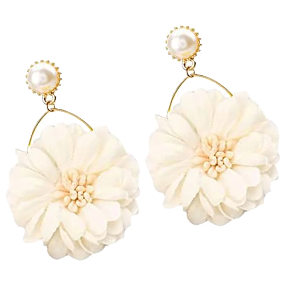 Orecchini a fiore in tessuto Statementearrings pendenti per donna pendenti floreali con perle