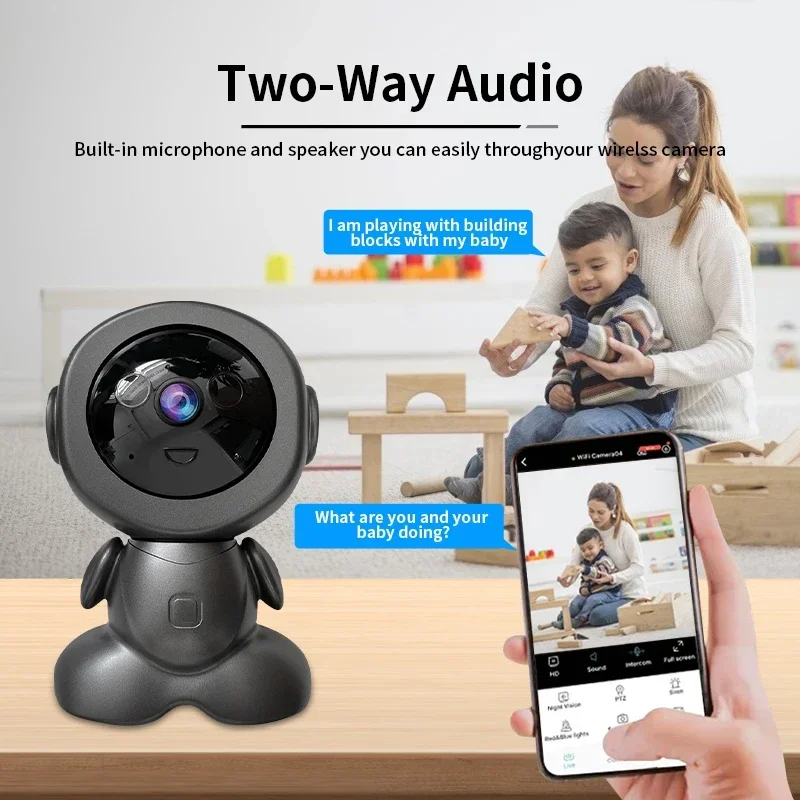 Robot pengawas Wifi 8MP, kamera keamanan PTZ Monitor bayi Audio dua arah Warna penglihatan malam kamera IP rumah pelacakan cerdas