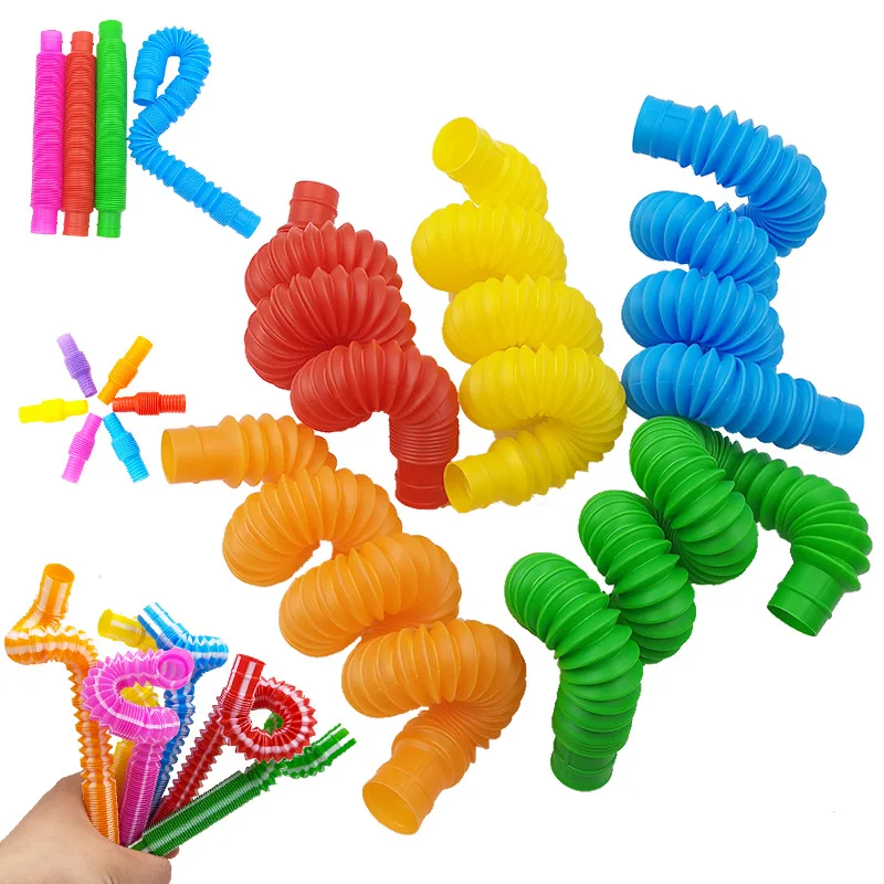 Rainbow Fidget Toys Relief Stress Sensory Toys Push Bean Pea Tactile Ring Pop Tube Stretch String Rope Sticky Hands Children Toy