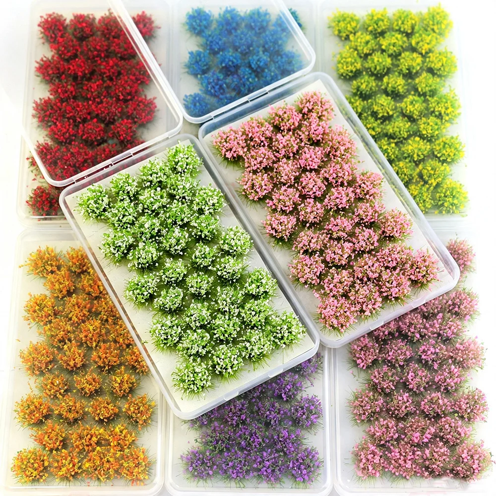 32pcs/box Simulation Flower Grass Cluster Model Kits Mini Plants Materials DIY Train Railway Sand Table Diorama Accessories