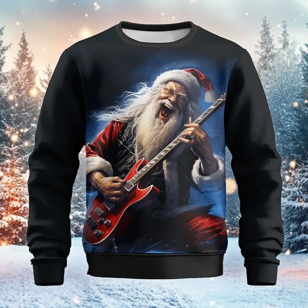 2024 New Year Christmas Men's Sweatshirts Pullover Santa Claus Graphic Sweatshirt Long Sleeves Hoodies Oversized Unisex Clothing