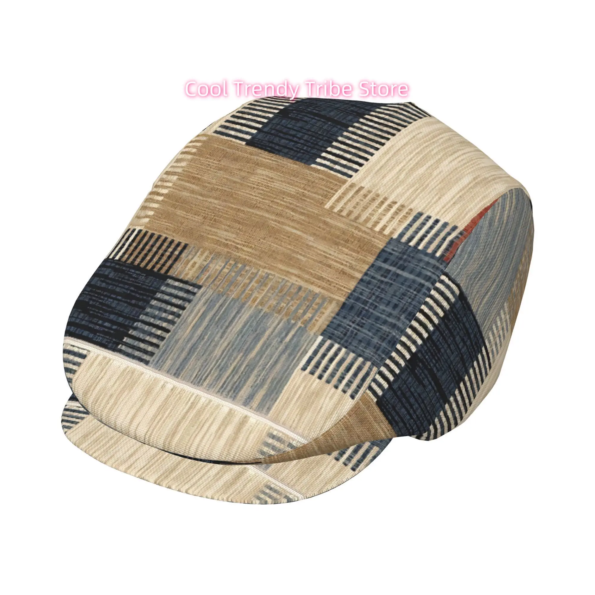 1pc of Cream White And Deep Blue Brick Red Beret with a Full Face Print, Suitable for Both Men And Women. Ideal for Golf, Outdoo