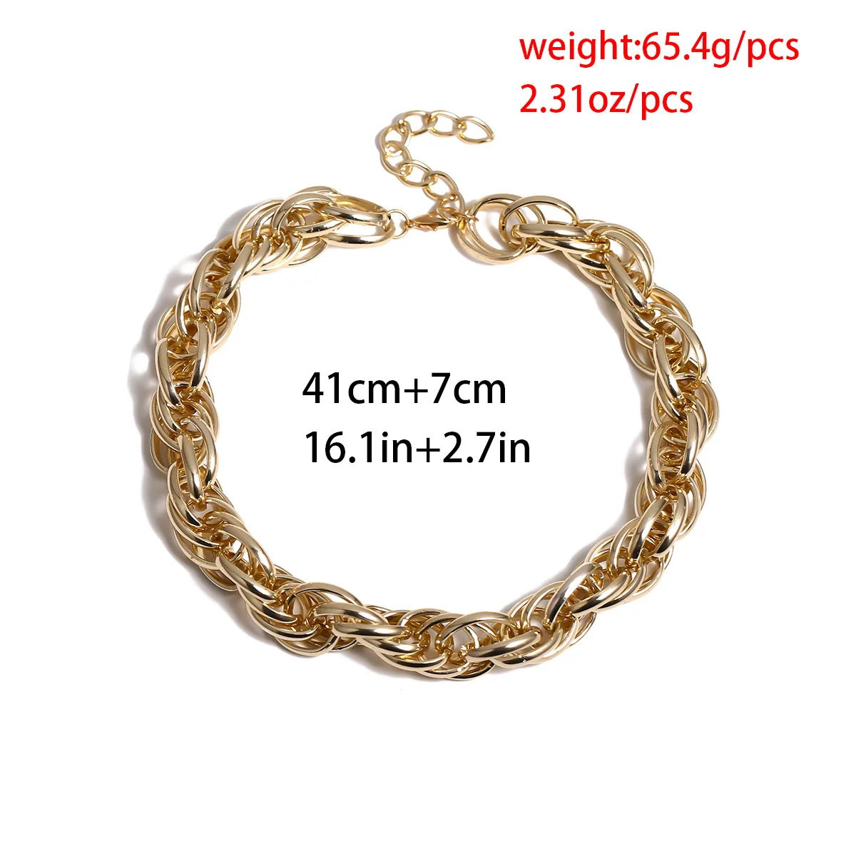 Hip Hop Coarse Gold Color Metal Clavicle Necklace Women's 2023 Punk Style Simply Twist The Necklaces Men's Fashion Jewelry