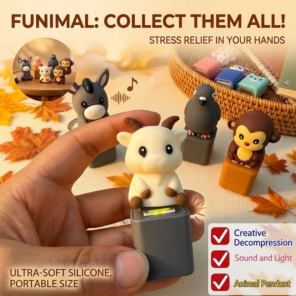 Cartoon Resin Animal Keychain Ornament - Decompression Sound Emitting Trendy Toy Pendant Blind Box for Kids And Collectors