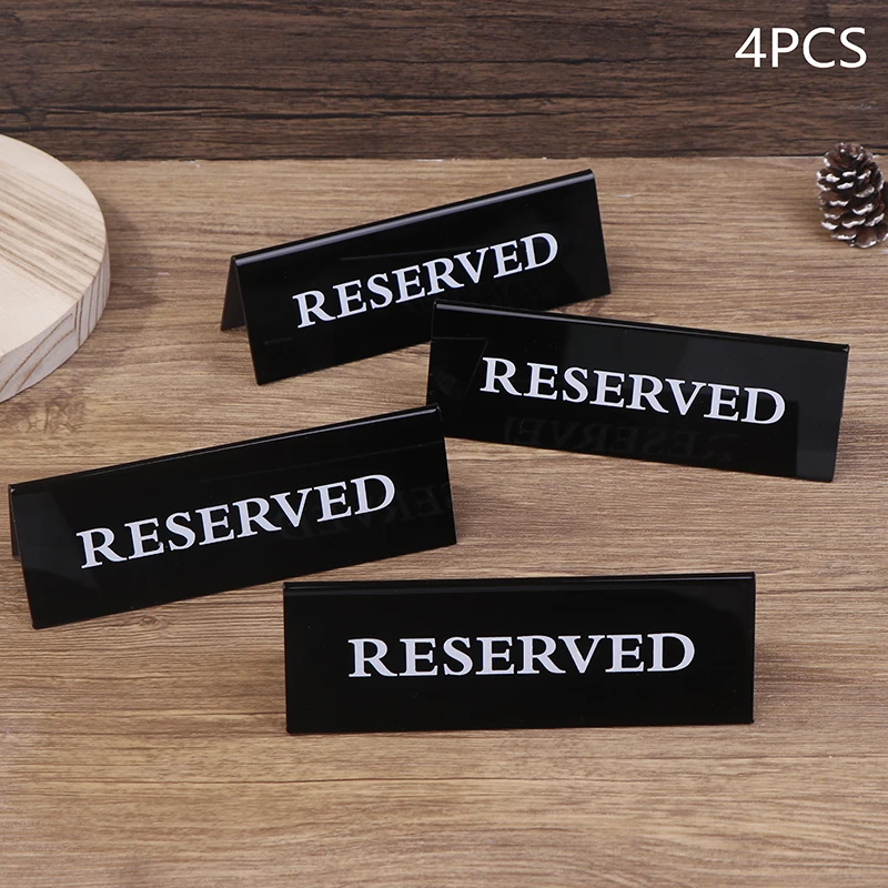 Cartel de mesa acrílico, letrero de mesa reservado para Hotel, restaurante, letrero de recordatorio para decoraciones para fiesta de cumpleaños y boda, 4 Uds.