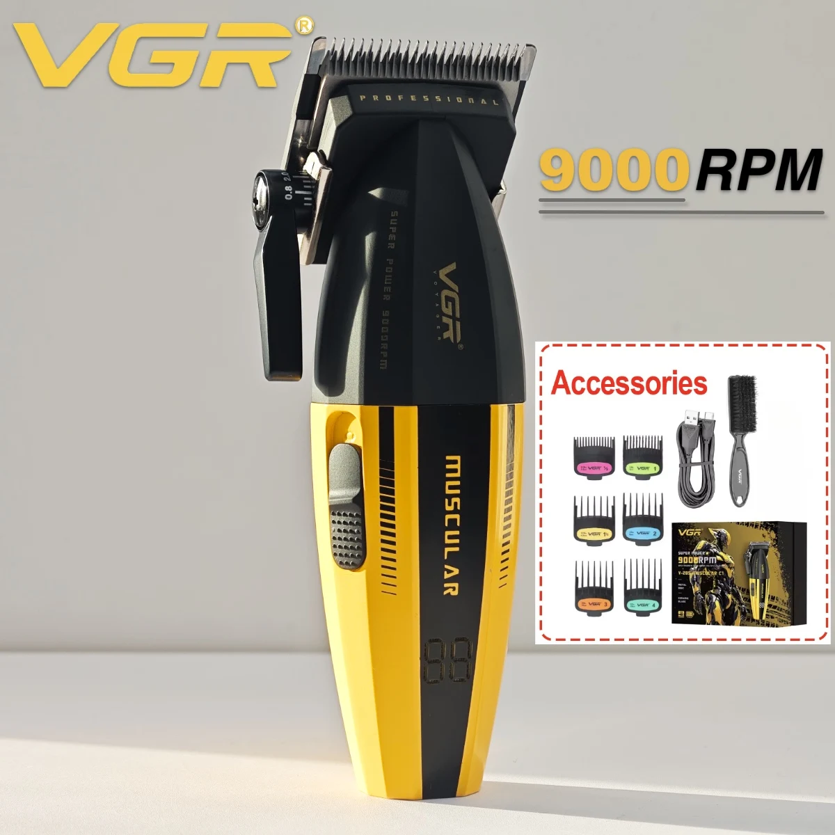 

VGR Hair Clipper Professional Hair Cutting Machine Barber Cordless Clippers Metal 9000 RPM Electric Hair Clippers for Men V-285