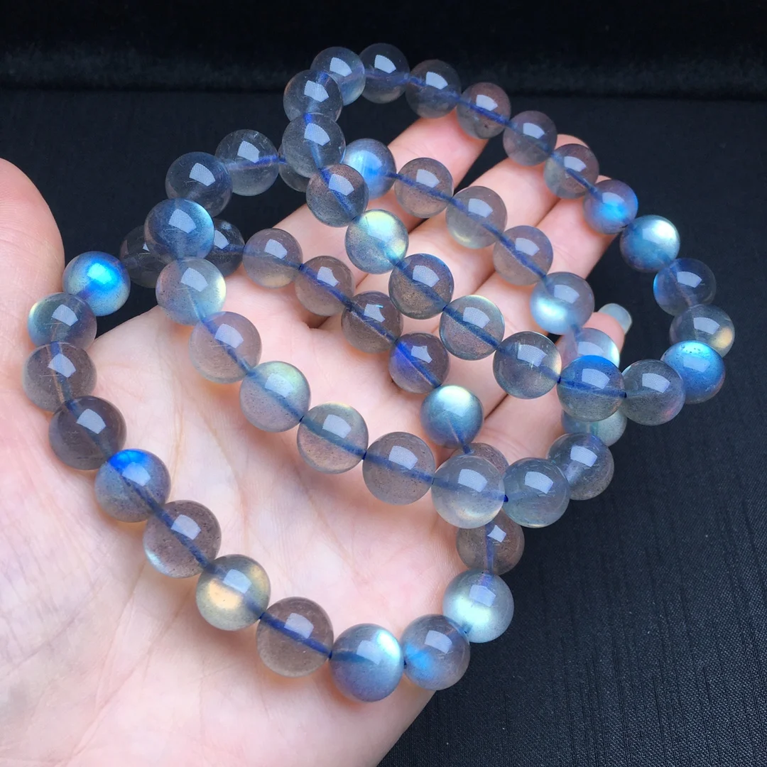 11MM Natural Gray Moon Stone Bracelet Design Stretch Polychrome Handmade Beads Healing Women Jewelry Gift 1pcs