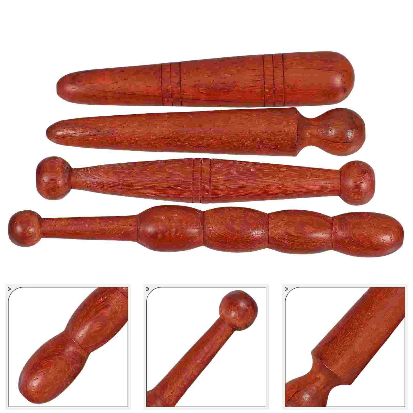 

4 Pcs Massage Deep Tissue Foot Stick Feet Massager Professional Pelma Portable Wooden Rod