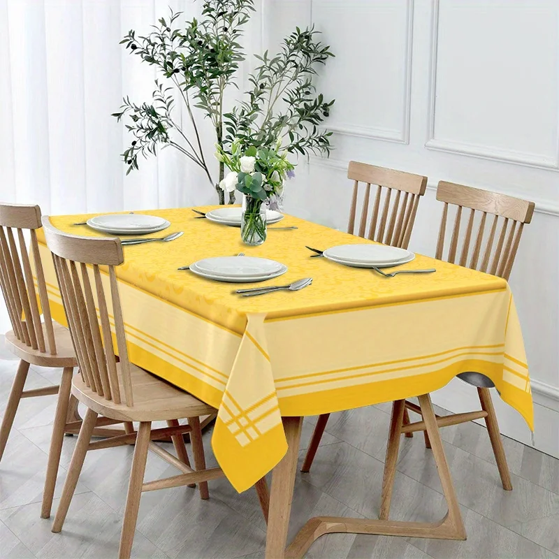 One elegant yellow rectangular tablecloth - exquisite vortex pattern design, durable polyester fabric,zyc