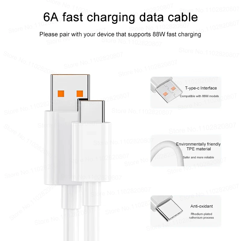 Original 88W Dual Ports Charger SuperCharge For HUAWEI P60 Honor 400 200 Magic 7 6 Pro 6A Type C Cable USB A C PD Power Adapter - náhled 6