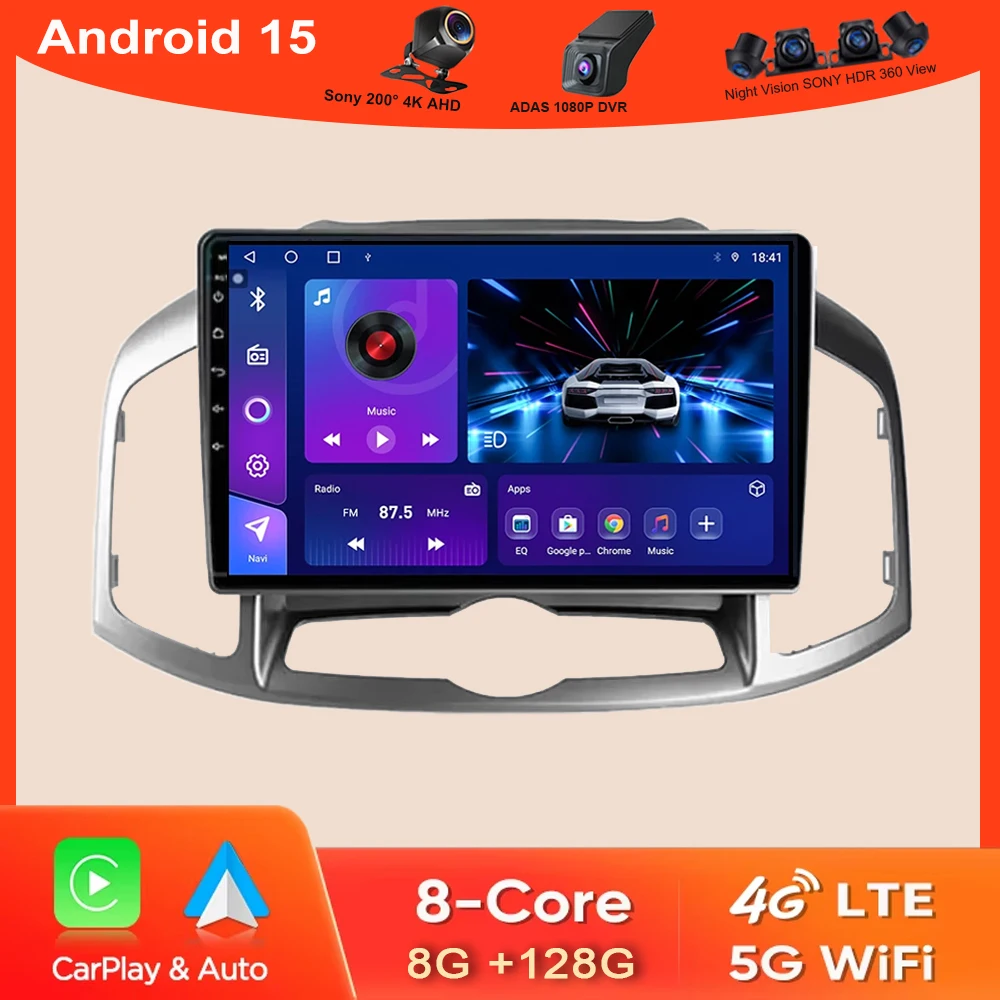 Android 15 para Chevrolet Captiva 1 2011 - 2016 Carplay Auto 4G + WIFI GPS Radio de coche navegación reproductor de vídeo Multimedia estéreo BT