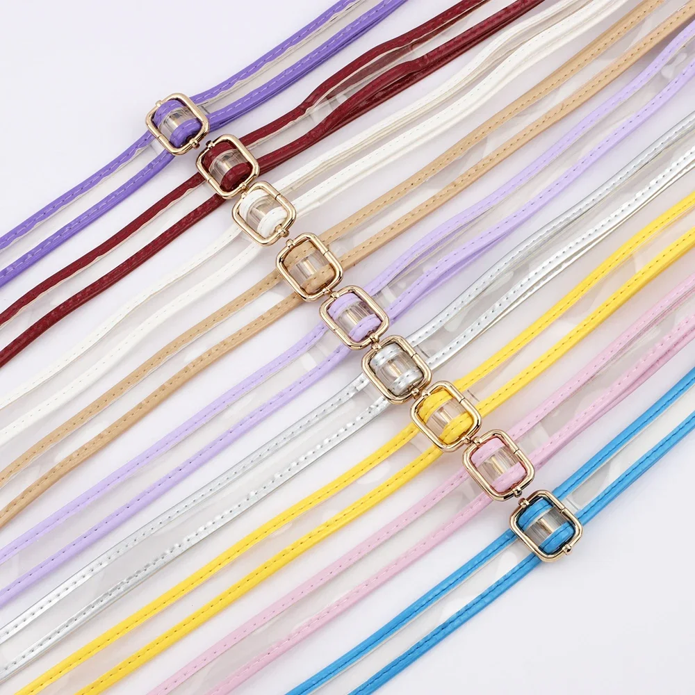 Adjustable Shoulder Bag Strap 110cm PVC Transparent Crossbody Bag Belt Replacement Handbag Strap With Gold Buckle Multi Colors