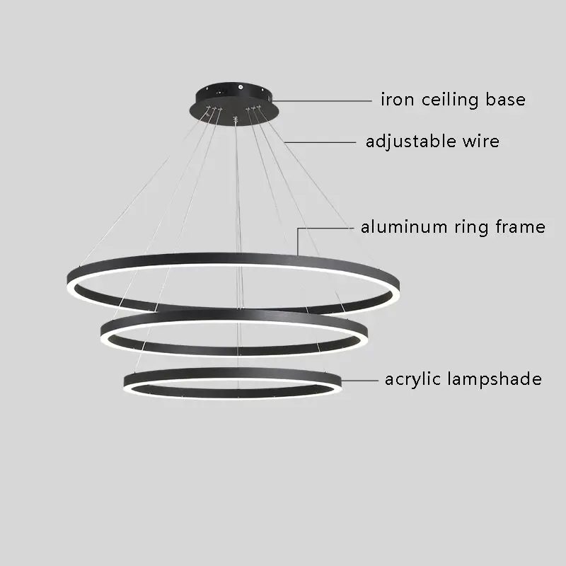 Imagem -04 - Moderno Led Pingente Anel Lâmpada Sala de Estar Pendurado Luminária Nordic Sala de Jantar Cozinha Decoração Casa Iluminação Suspensão Lustre