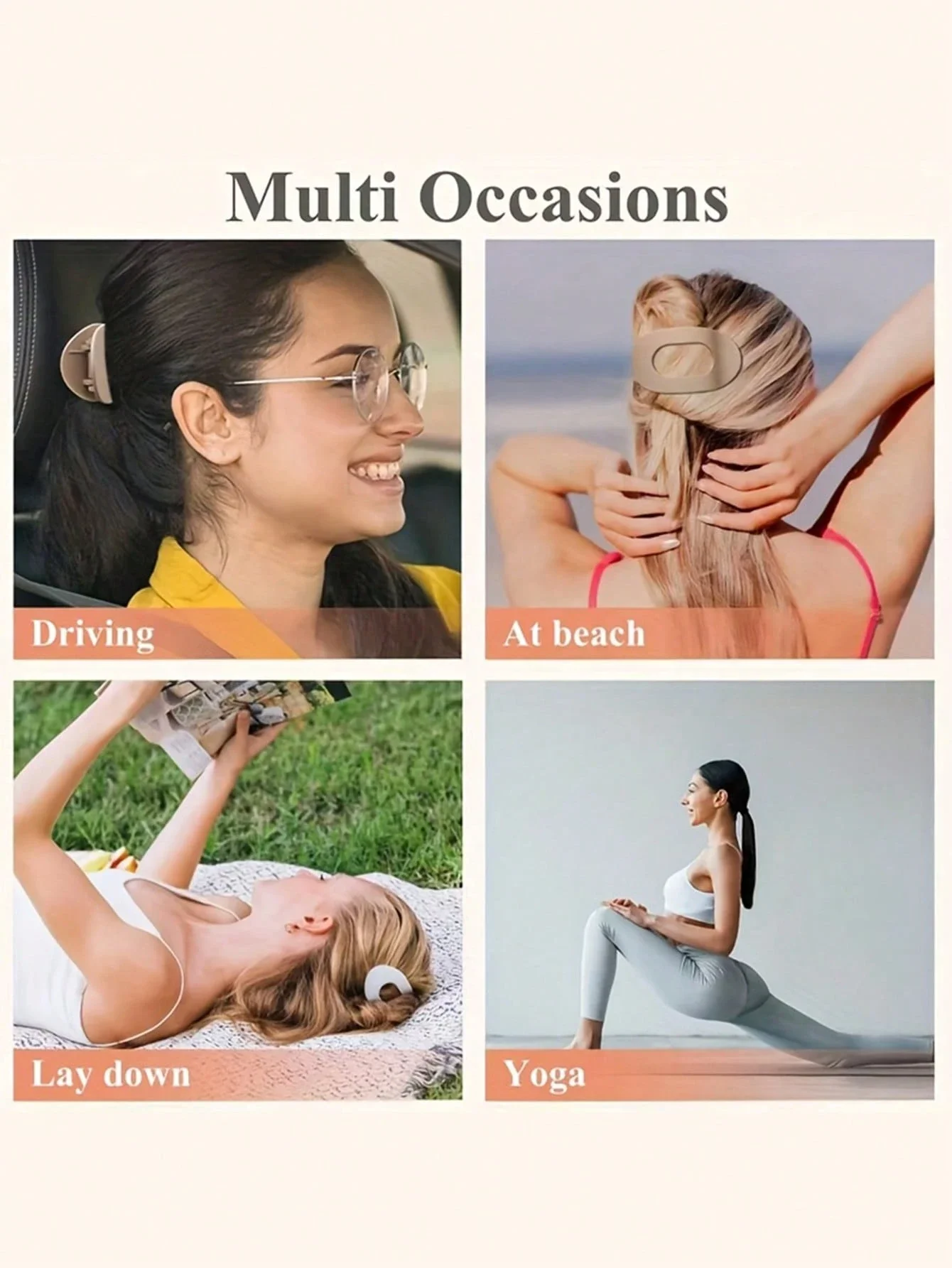 

6pcs Fashion Flat Alligator Hair Clips For Women Versatile Claw Clips For Driving Yoga Beach