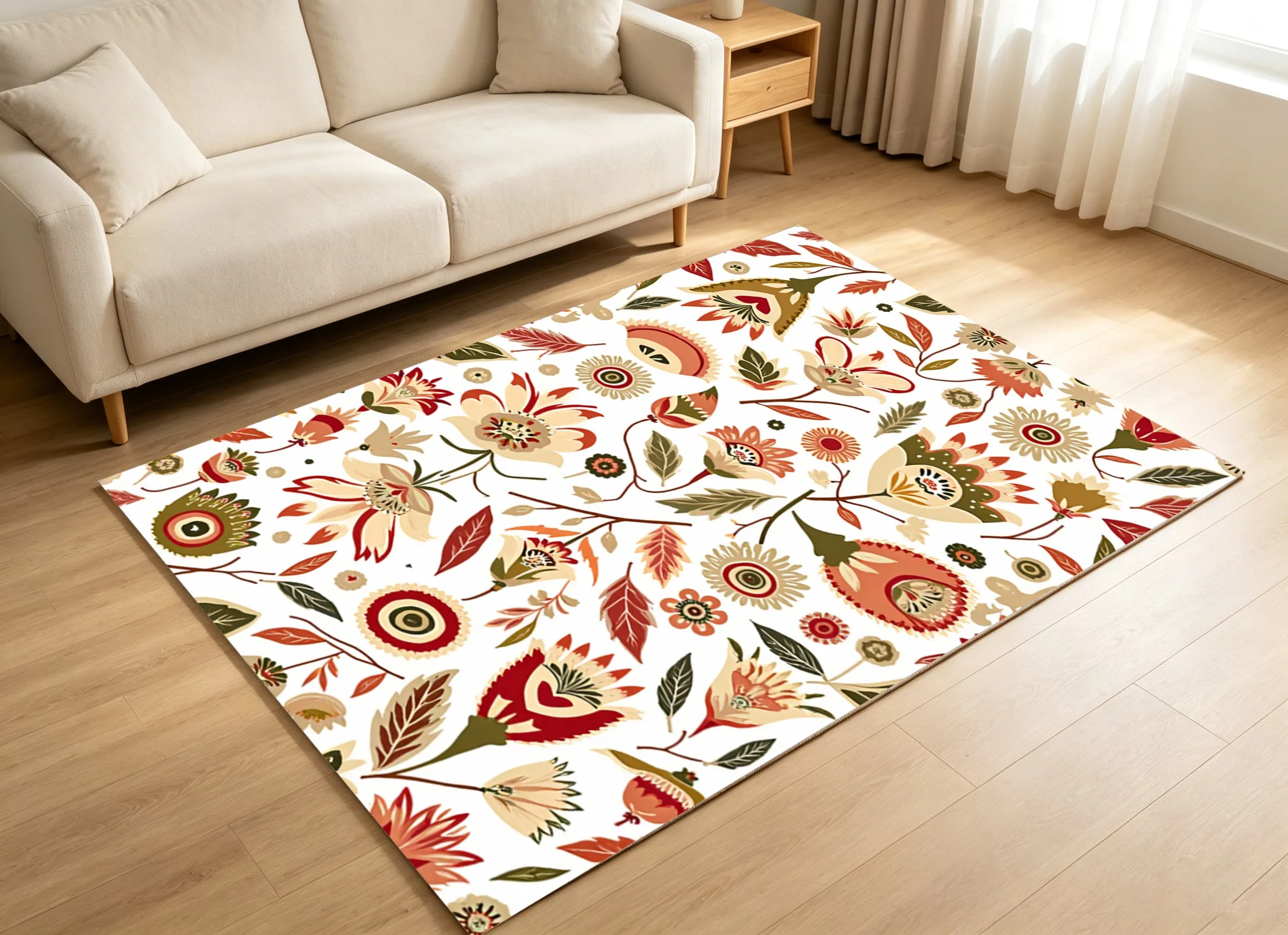 Velvet Rug Exotic Vintage Floral All over Bohemian Style for Bedroom Bedside Table Area Home Decor