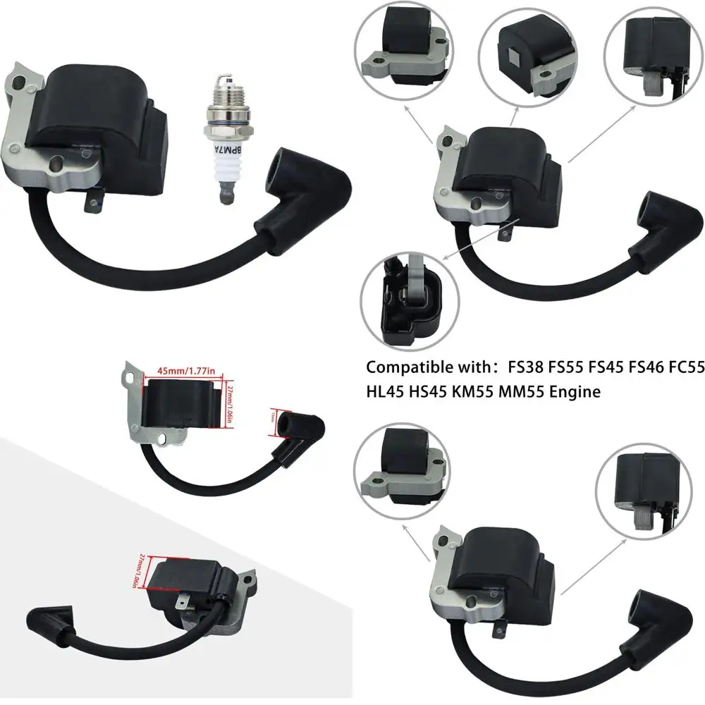 ملف الإشعال البديل Stihl لمحركات التشذيب FS38، FS55، FS45، FS46، FC55، HL45، HS45، KM55، MM55