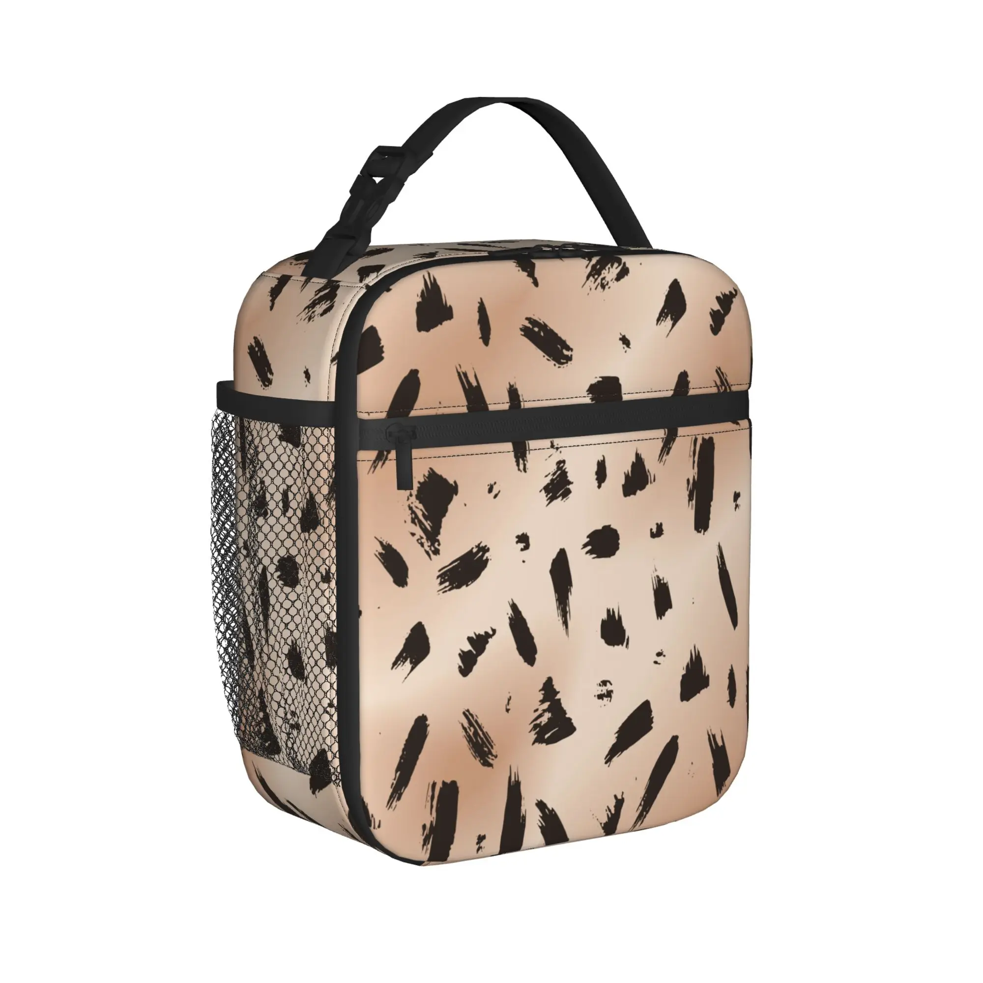 Leopard Print Thermal Insulated Lunch Bags for School Silver Gray and White Reusable Food Bag Thermal Cooler Lunch Boxes