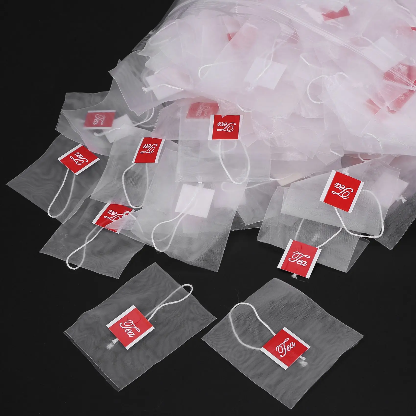 1000Pcs5.5 X 7Cm Pyramid Tea Bag Filter Nylon Tea Bag Single String Label Transparent Empty Tea Bag Top-Rated