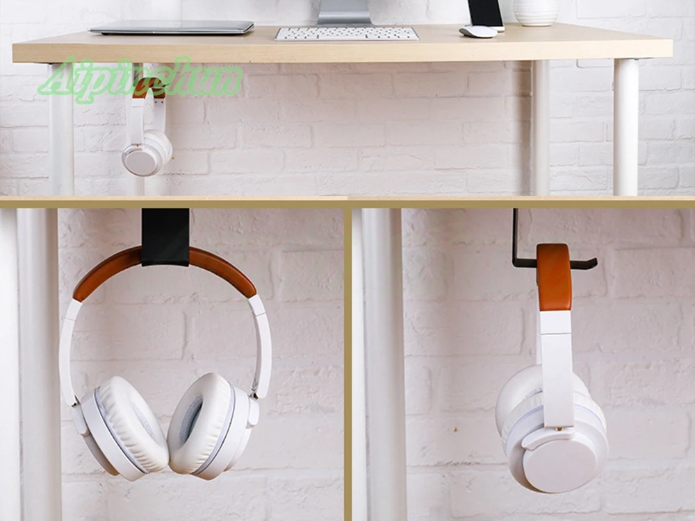 Soporte de Metal para auriculares, gancho de pared de aleación de aluminio, soporte para auriculares con tornillos adhesivos