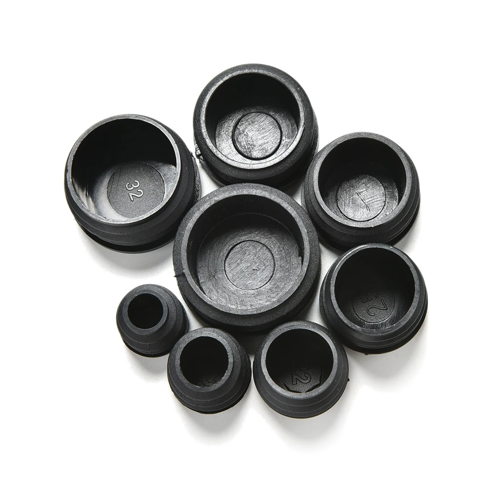 10Pcs 16mm~35mm Black Plastic Blanking End Caps Cap Insert Plugs Bung For Round Pipe Tube