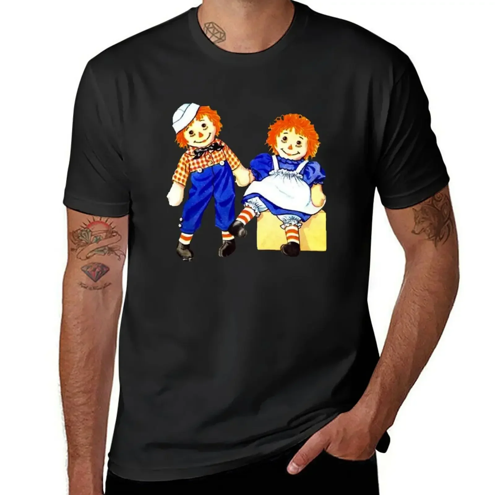 Raggedy ann and andy T-Shirt summer top oversizeds vintage customizeds men graphic t shirts