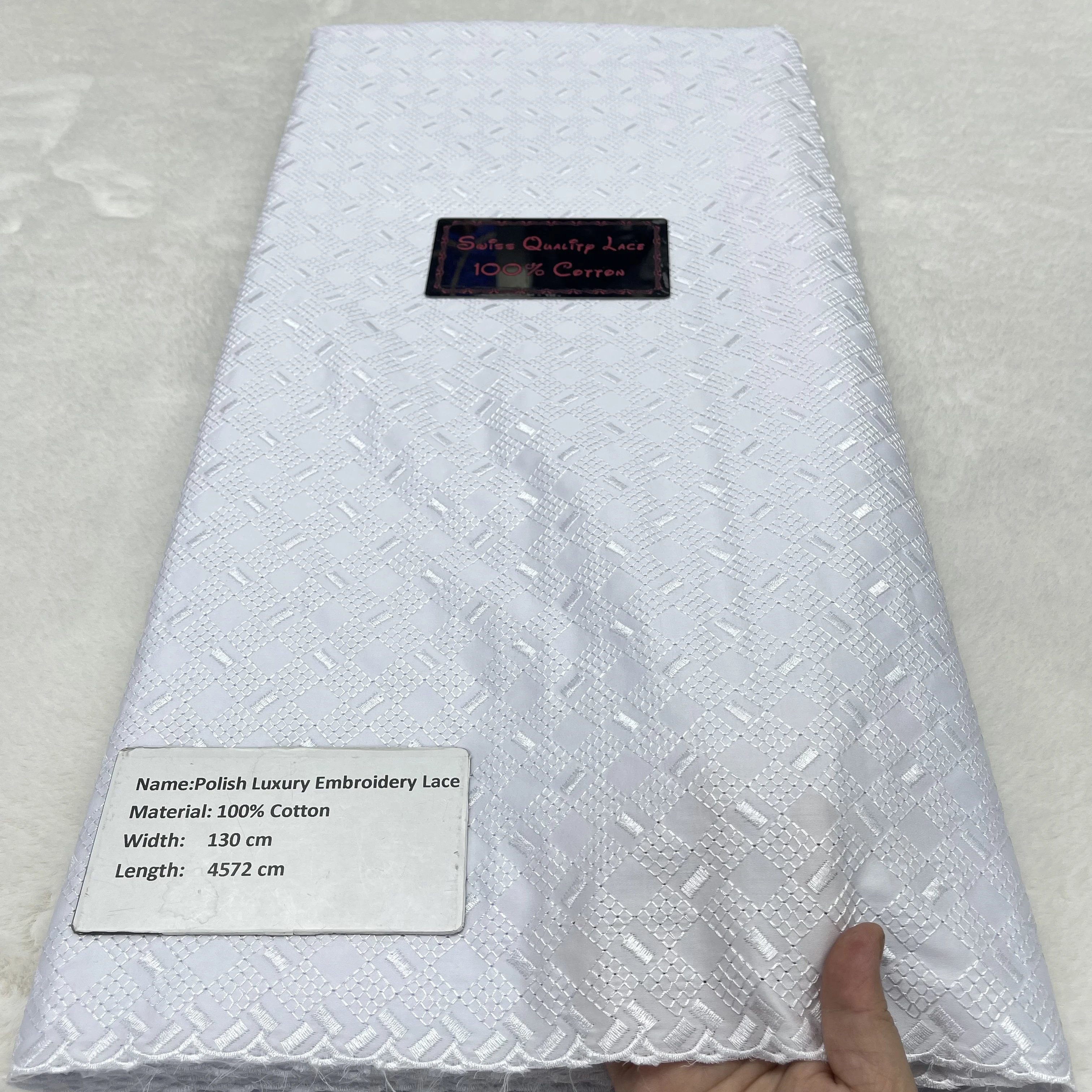 

5 Yards Nigerian 100% Cotton Polish Satin Embroidery Fabric High Quality Swiss Voile Lace Material For Men Dubai Style 24L36401