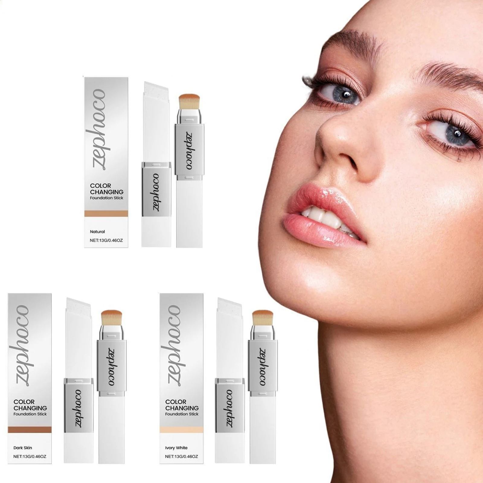 

Two-in-One Color-Changing Foundation Stick High Concealer Lightweight Brightening Moisturizing Matte Hydrate Lasting Base Makeup