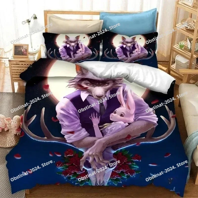 Anime BEASTARS Bedding Set Print Bed Set With Pillowcase Bed Duvet Cover Soft Single Double Queen Super King Size Home Textiles