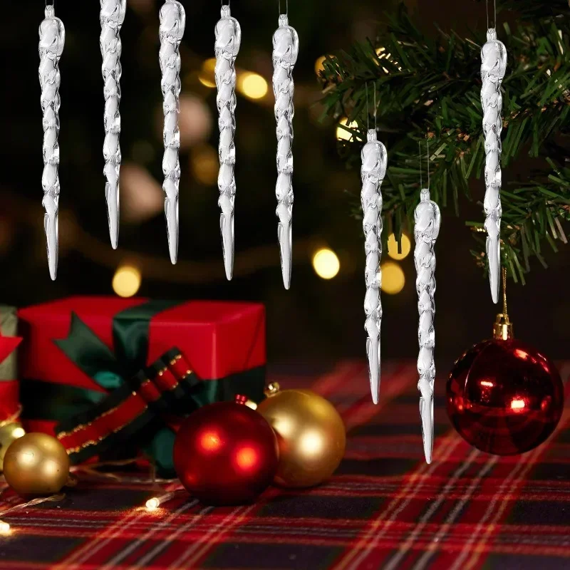 Transparente Acryl-Eiszapfen-Ornamente für Weihnachtsdekoration Kristall-Hängeanhänger Eiszapfen-Tropfen Weihnachtsbaum Hochzeits-Party-Zubehör – Detail 7
