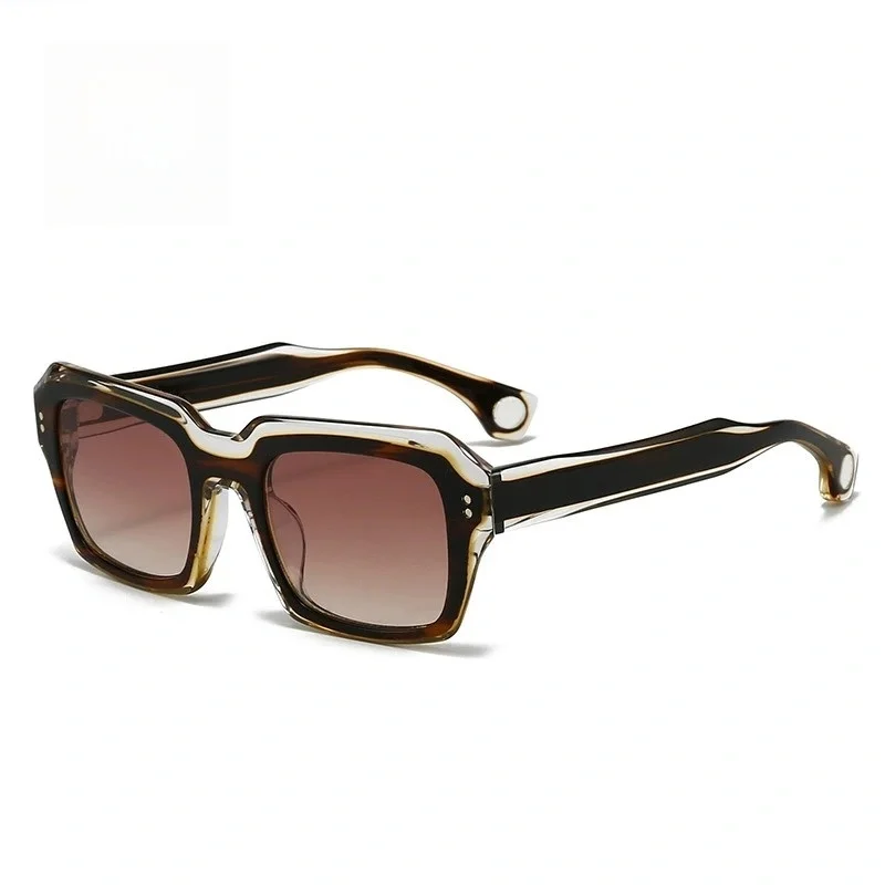 FRANZEN Blake Kuwahara Style Retro Chunky Square Acetate Sunglasses Frame-within-a-frame Layered Design for Unisex