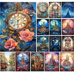 5d fai da te pittura diamante città orologio castello arte paesaggio immagine diamante pieno mosaico ricamo punto croce kit decorazioni per la casa regalo