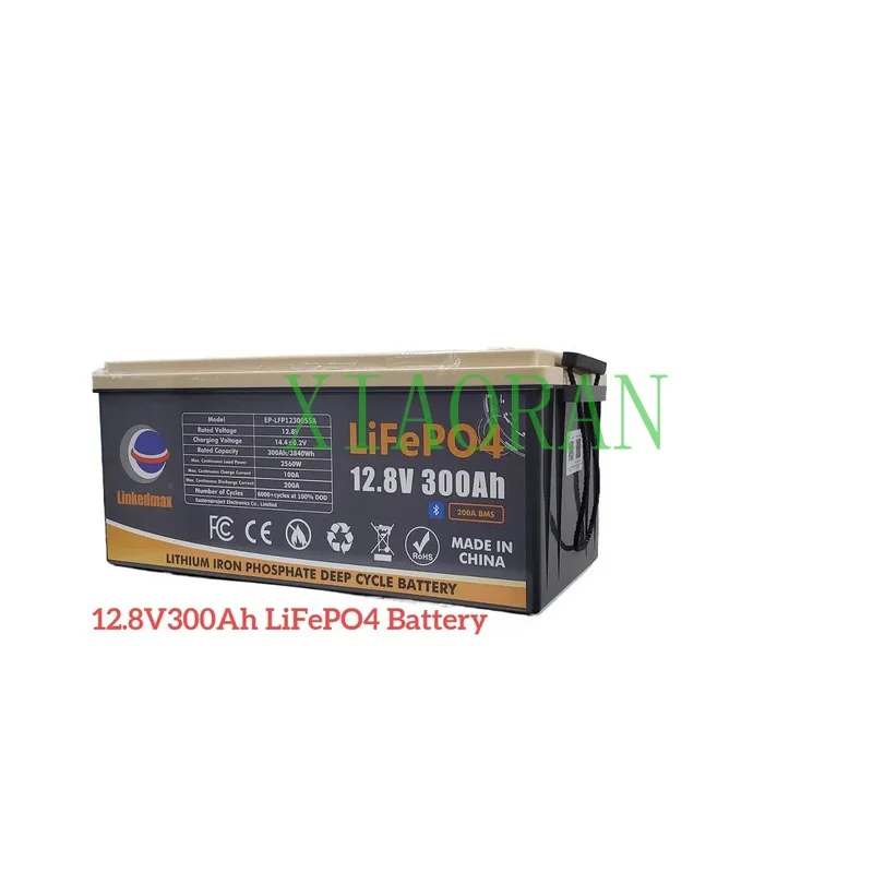 New XIAORAN Lifepo4  battery Grade A 12.8V 300ah  Lithium ion phosphate  for Solar Power System RV Campers Golf Cart Off-road