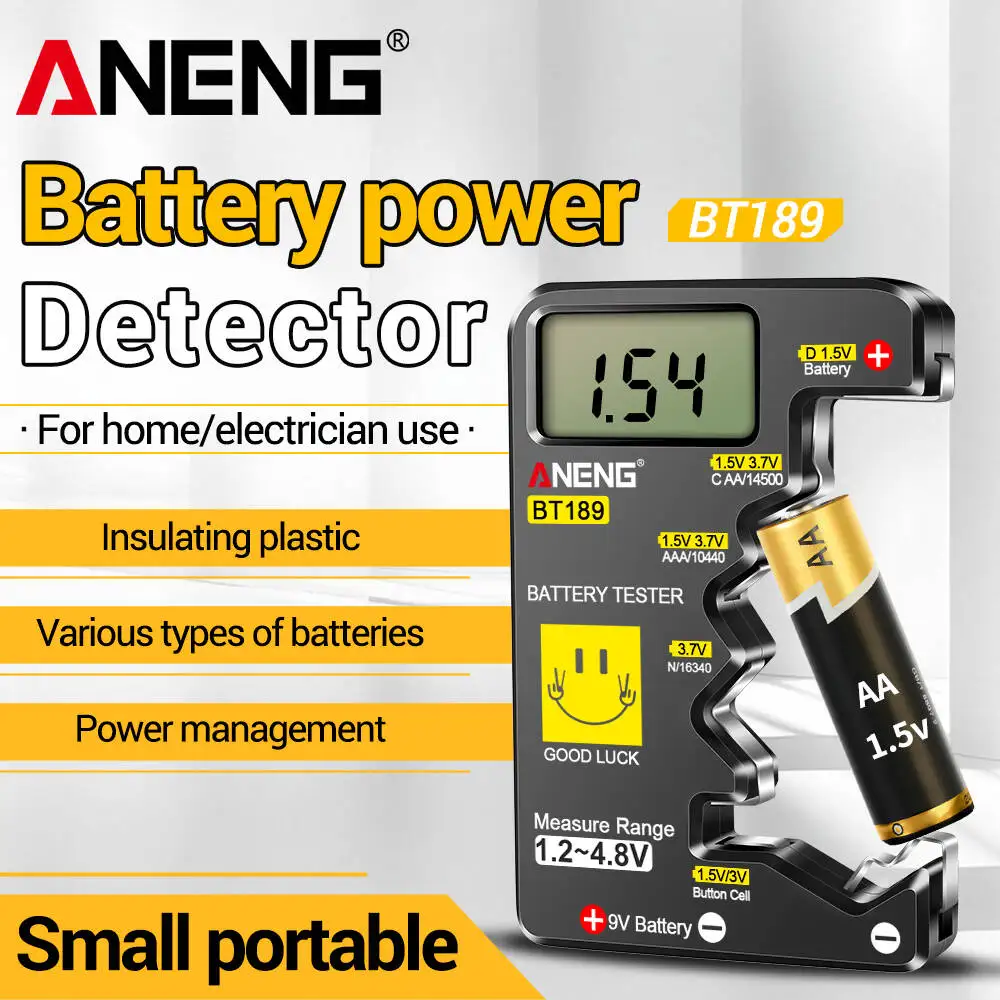 ANENG BT189 Digital Battery Tester Capacity Indicator Compact Size Lithium Baattery Level Portable Display Battery Voltage Mete