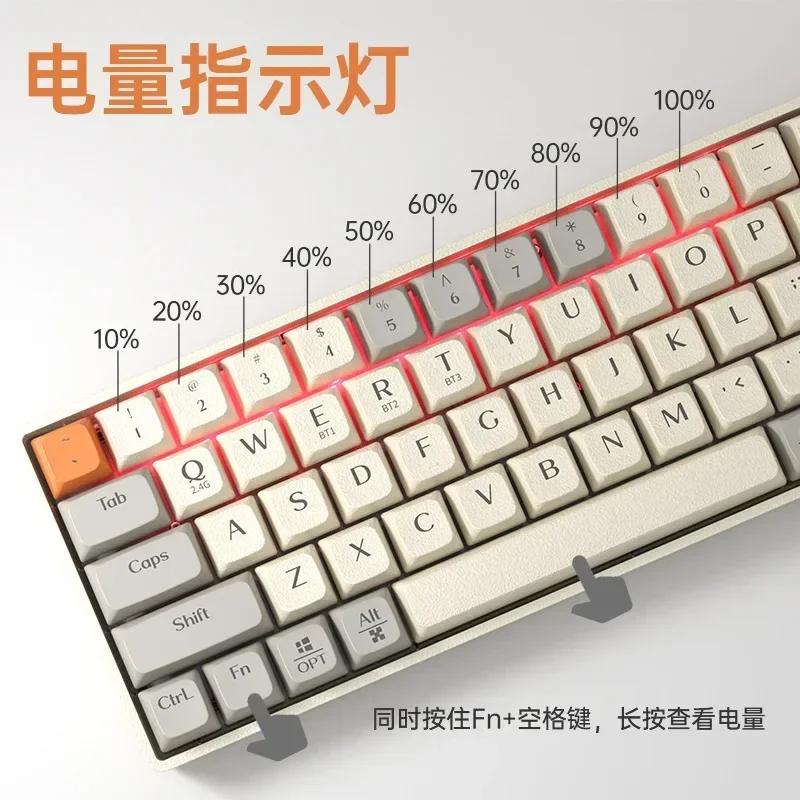 Imagem -03 - Teclado Mecânico Usb 2.4g sem Fio Bluetooth Teclados Gamer Hot Swap Rgb Backlit Escritório para pc 65 Chaves Langtu-gk65