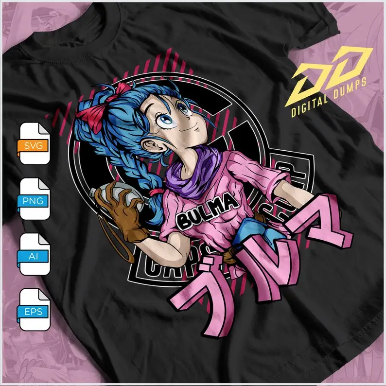 Bulma Dbz Premium Anime Vector File, Ready fo  Sublimation Printing, Anime PNG for Shirt,