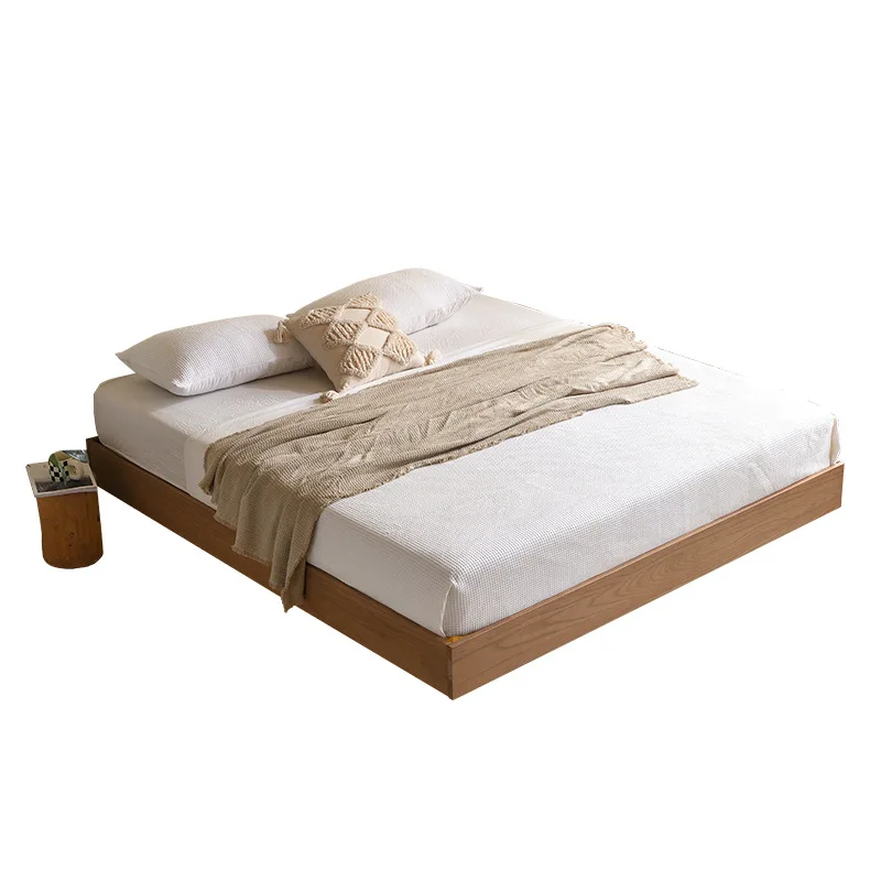 

Suspended bed, pure solid wood, Nordic log, solid wood bed, minimalist modern bedless, ash tatami, double bed
