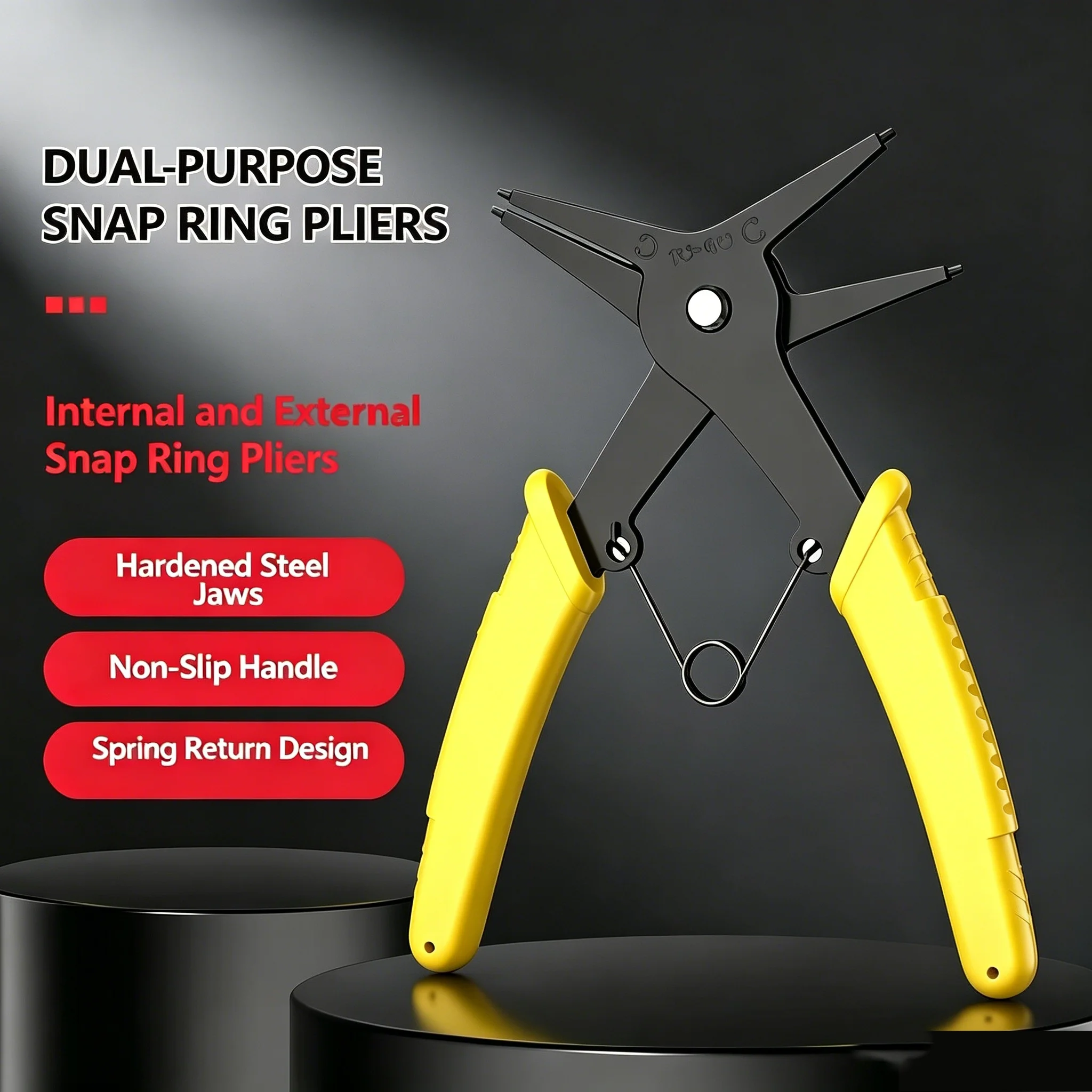 2 In 1 Internal External Snap Ring Pliers Spring Loaded Dual Purpose Circlip Pliers Multifunctional Hardware Repair Hand Tool